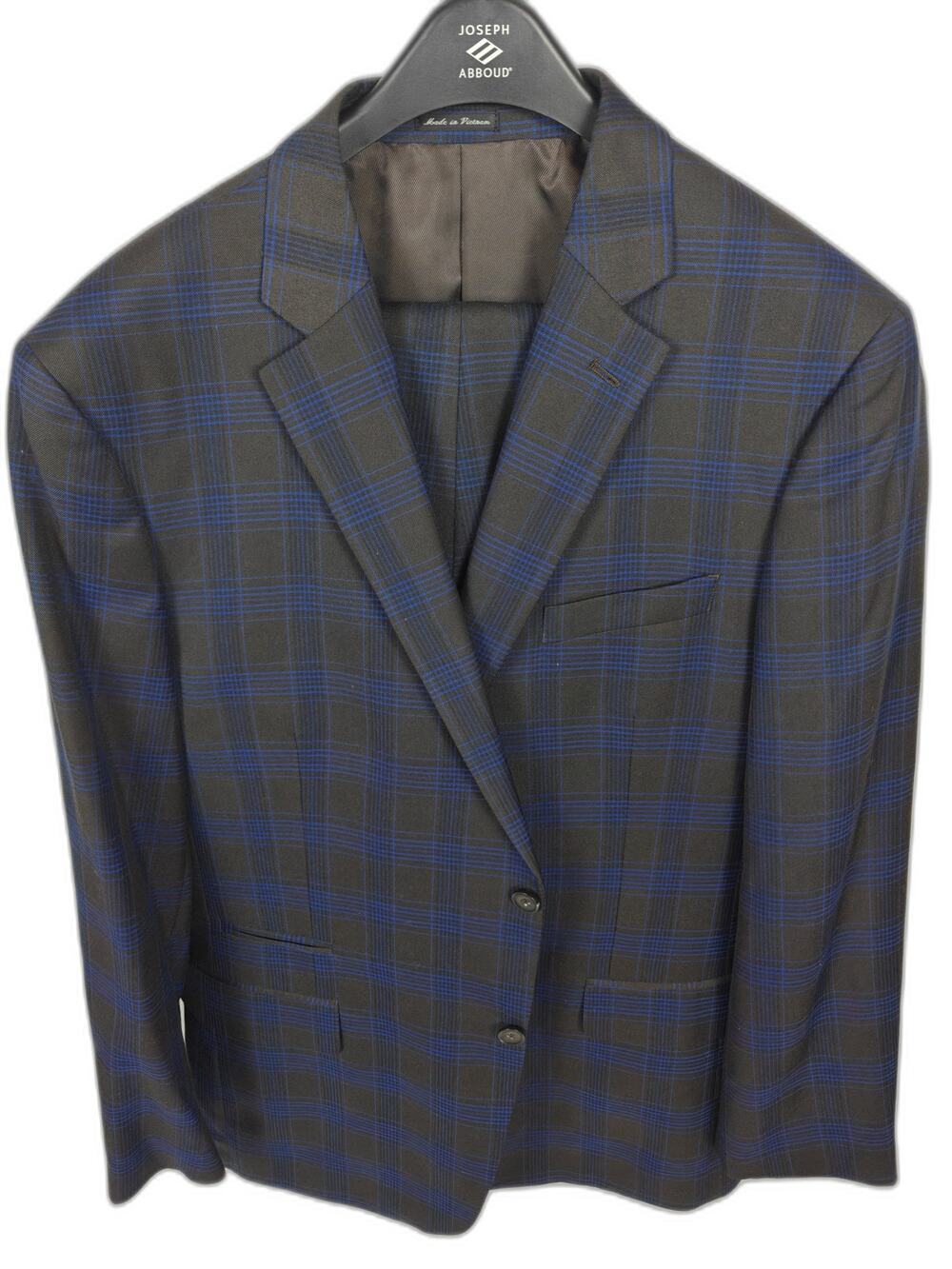Steve Harvey Collection Samson Men's 46R Blue Gray Plaid Suit 2-Piece Set
